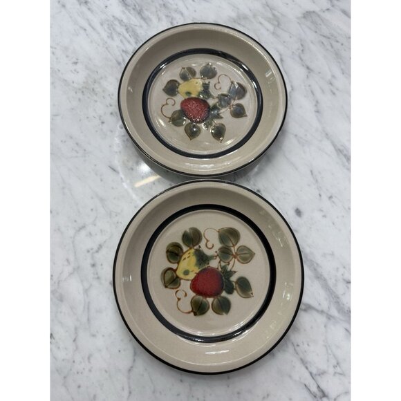 Vintage 70s Sears 4112 Strawberries Freezer to Oven Stoneware Plates - Picture 4 of 4